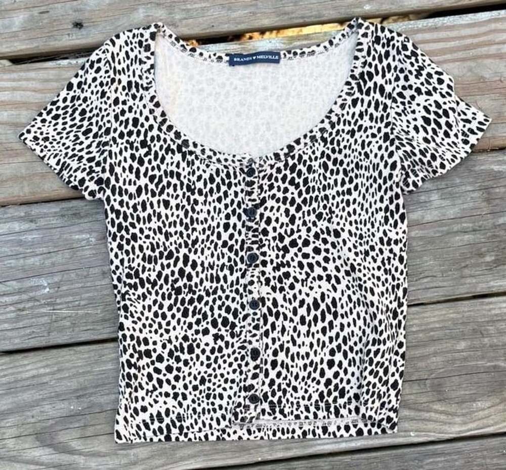 Brandy Melville Leopard Print Button Top